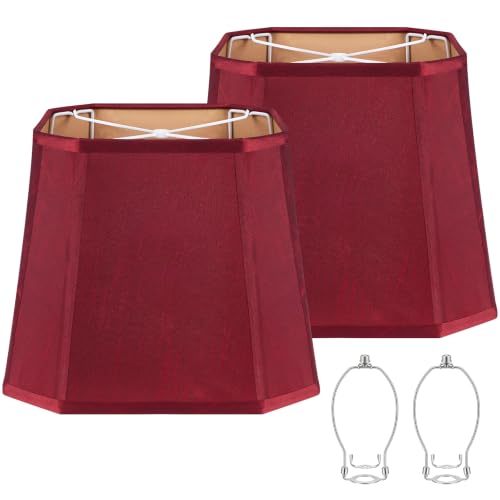 Rectangle Cut Corner Lamp Shades Set of 2 (Burgundy Red)