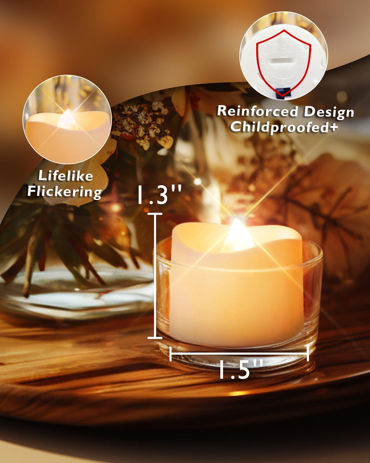Flameless Tea Lights Candles Battery Operated - 24 Pack