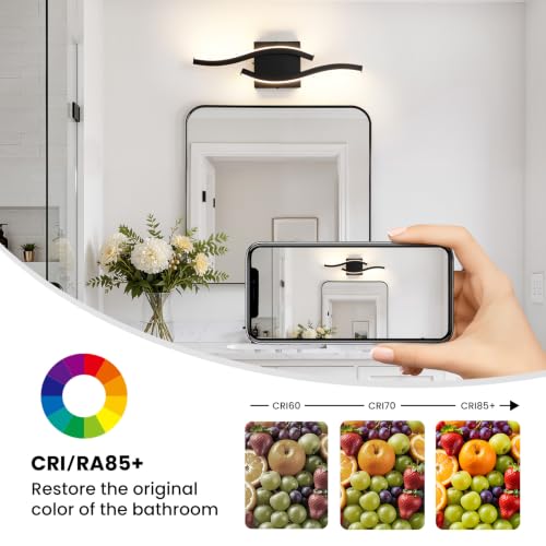 Bathroom Vanity Lights Over Mirror (Matte Black / 16.8 Inch)