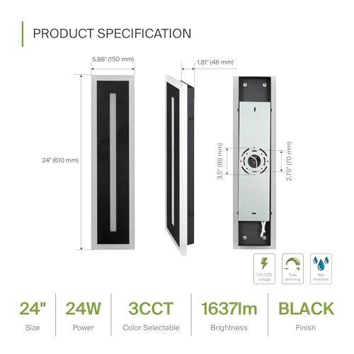 24" LED Linear Wall Sconce (Black)