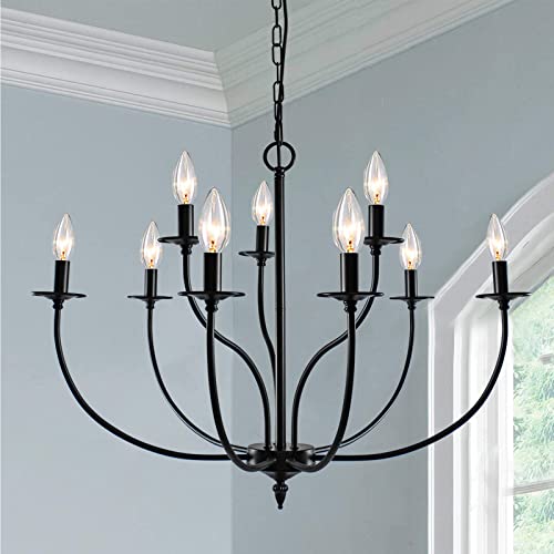 9 Light Black Chandelier (Black / 9 Light)