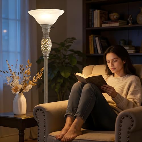 70" Torchiere Floor Lamps with NightLight (Grayish Brown)