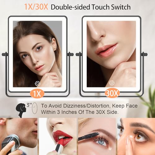 8.7" 5000mAh Rechargeable Wall Mounted Makeup Mirror (Black a)