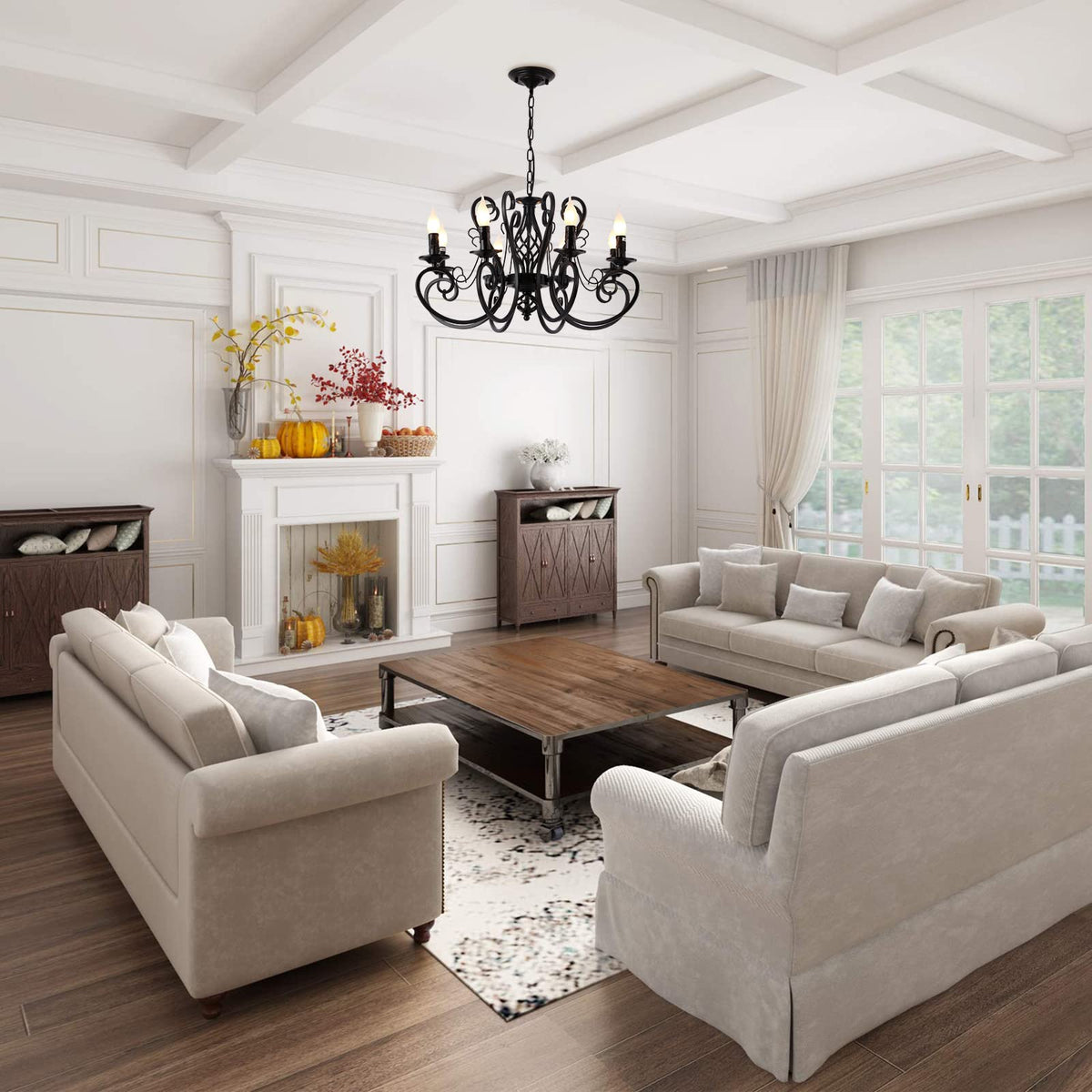 8 Light French Country Chandelier (Black/8 Lights)