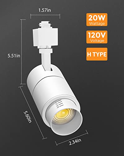3 Color Zoomable 20W LED Track Lighting Heads H Type (White)