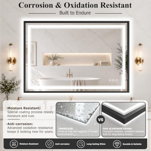 36"x36" LED Bathroom Mirror with Lights (Black / 36"L x 36"W)
