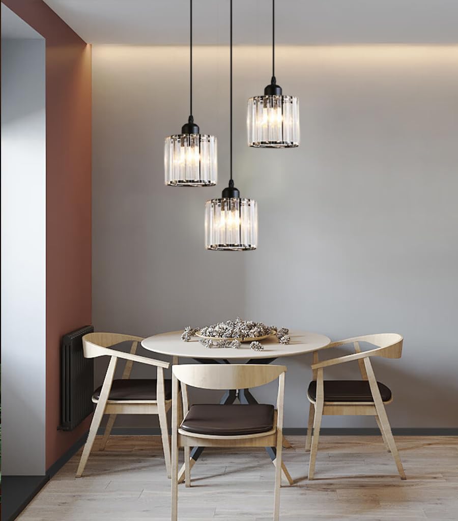 Crystal Pendant Lights Black 3 Light Cluster Ceiling (3 lights)