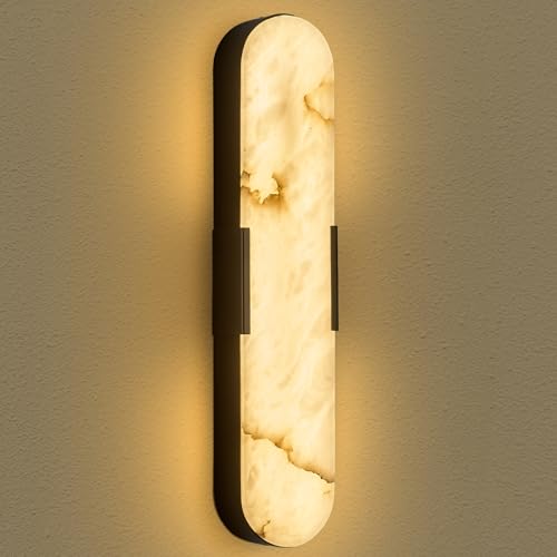 Alabaster Wall Sconces (Black-Warm Light / 20in-1Pcs)