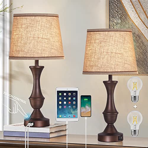 Touch Table Lamps Set of 2 (Brown / 22in)