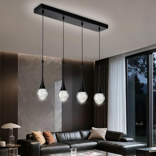 4 Light Modern Crystal Black Chandelier (Black / Rectangle Pendant 4-Light)