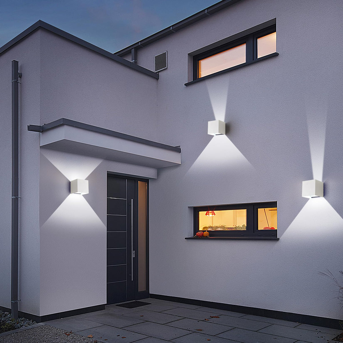 4 Pack LED 20W Outdoor Wall Lights Exterior (White-3 colors Adjustable / 4.72in.【4 Pack】)