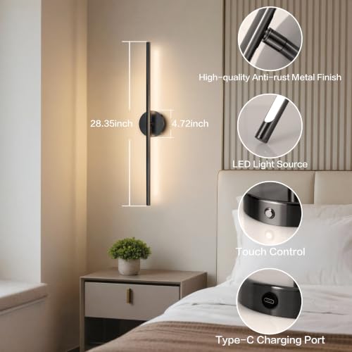 Rechargeable Wall Sconce Set of Two (Matt Black / Large Round)