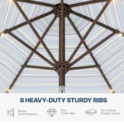 10FT Solar Patio Umbrella with Lights