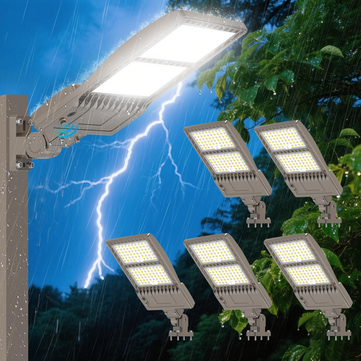 6Pack 400W LED Parking Lot Light Dusk to Dawn Photocell 60000LM UL ETL Listed Commercial Flood Light Adjustable Wattage IP65 5000K Outdoor Street Light Arm mount for Stadium Backyard 100 (400W)