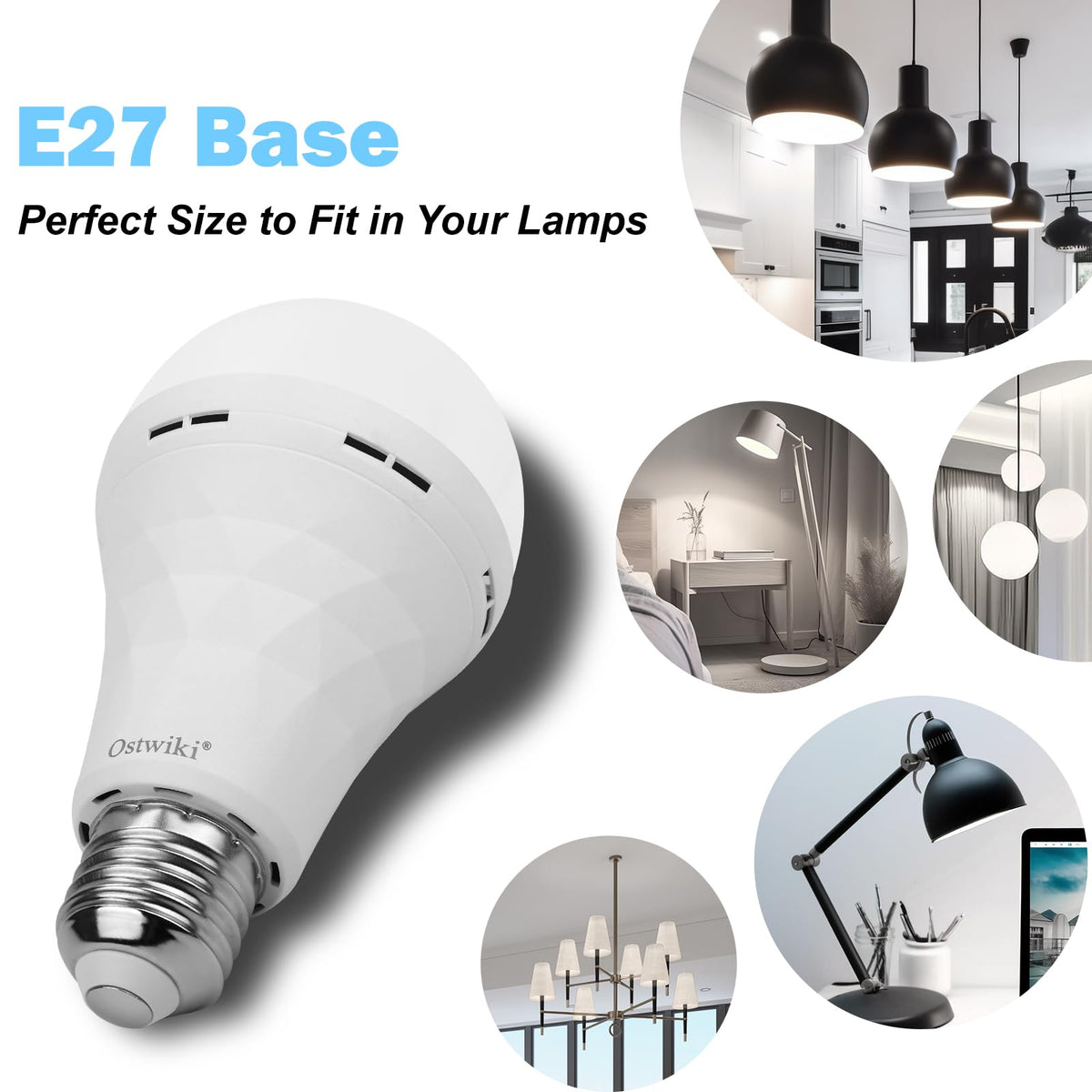 2 Pack Rechargeable Emergency Light Bulbs for Lamps 8500K White Equivalent (Cool White / 2 Pack)