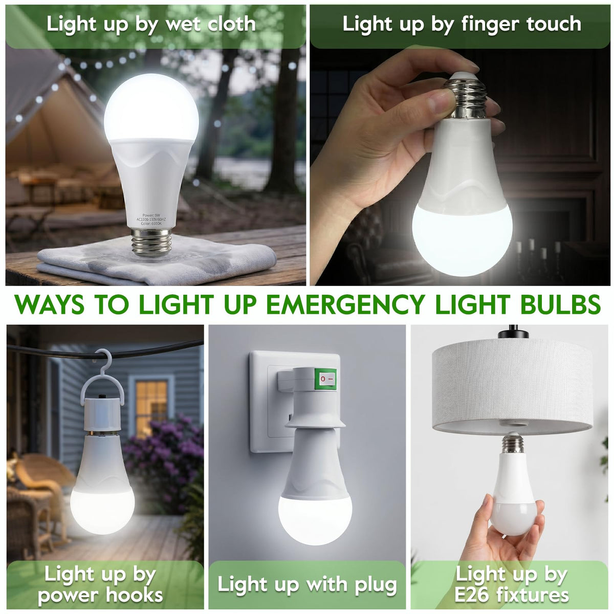 Rechargeable Light Bulbs (6000k Daylight White / 6 Count (Pack of 1))