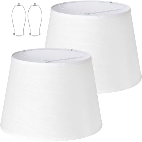 Large Drum Lamp Shades Set of 2 (White / 12" x 16" x 11")