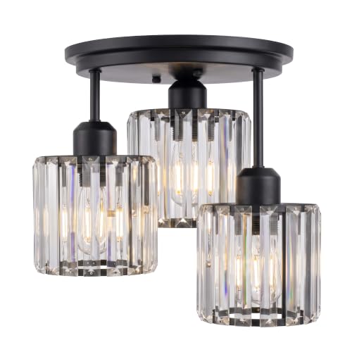 3 Light Semi Flush Crystal Ceilng Light