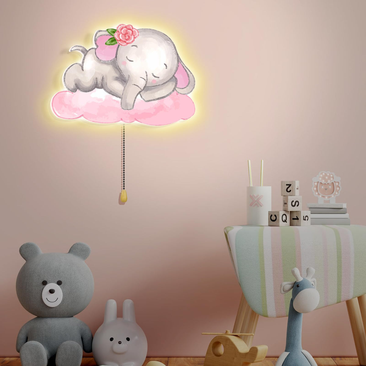 Elephant Night Light Wall Lamp Sleeping Nursery Lighting (Elephant)