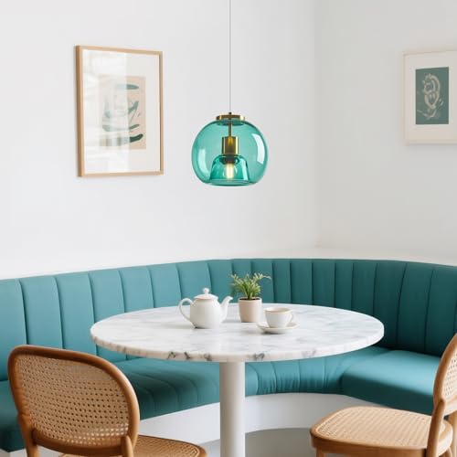 Teal Glass Pendant Light Kitchen Island (Teal(7.87 in) / 1-Pack)