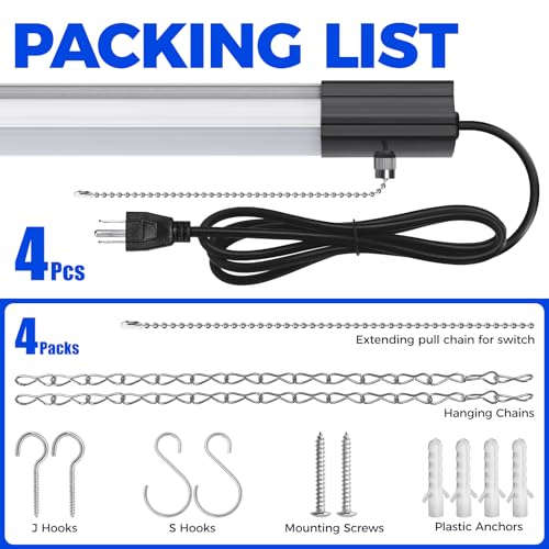 BS84 LED Shop Lights 4FT for Workshop (5000K / Black-84W-4 Packs)