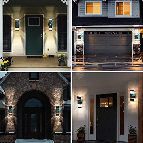 1 Pack LED Porch Light Outdoor Wall Lights Fixture with Sensor (Black / 3 Layer - 15 Inch)