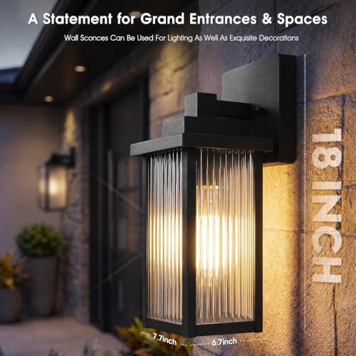 2 Pack 18" Matte Black Outdoor Wall Light (Black / 18''-2 Pack)