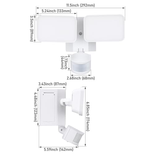 LED Security Light with GFCI Outlets Flood Lights 5000K White (White)