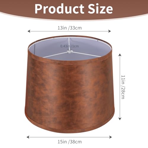 2pcs Drum Lampshades Large Brown Lamp Shades (Imitation Brown Cowhide 2)
