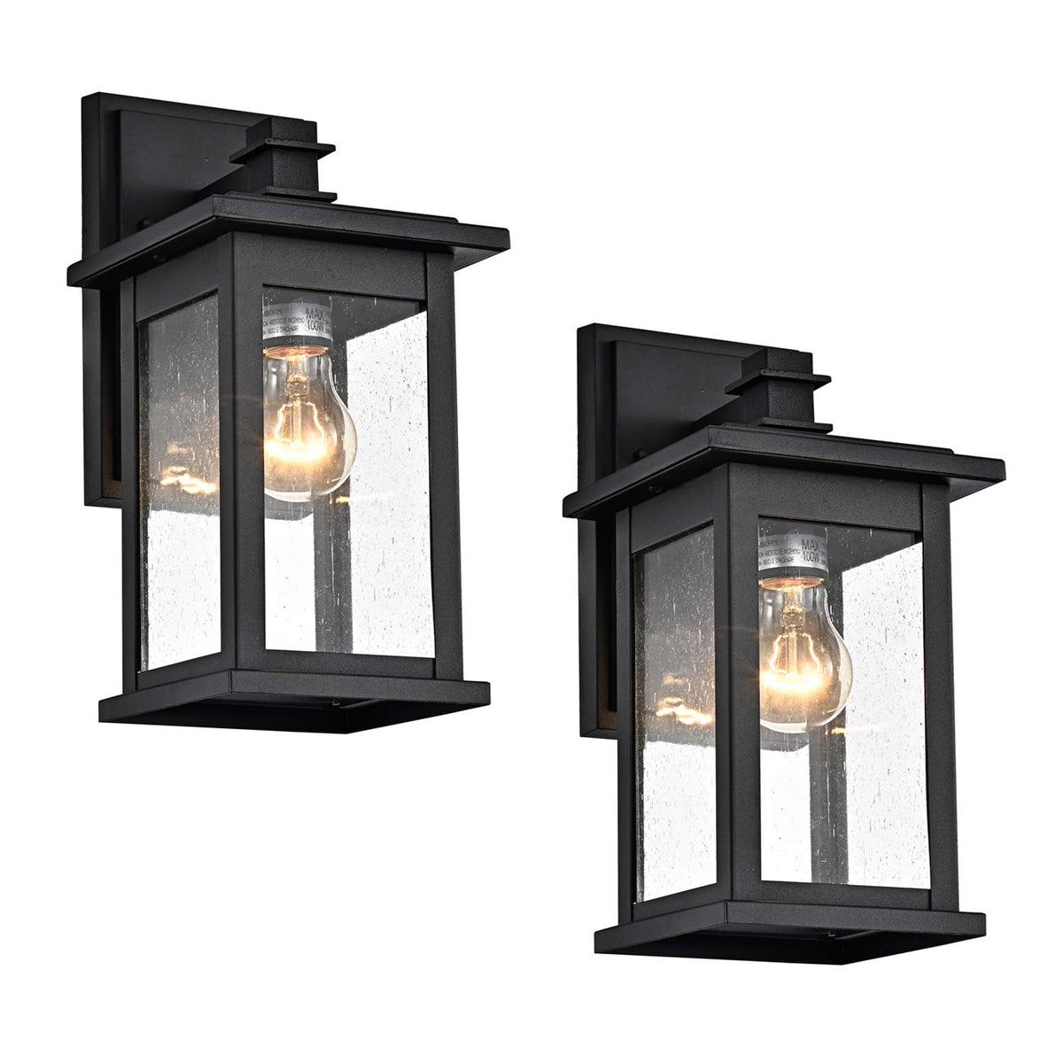 2 Pack Matte Black Outdoor Wall Sconce (Black / 1 Pack H12")