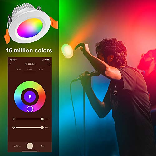 Smart 2 Inch LED Recessed Lighting RGB WiFi Downlight (RGB (Red, Green, Blue) / 4 Pack (White))