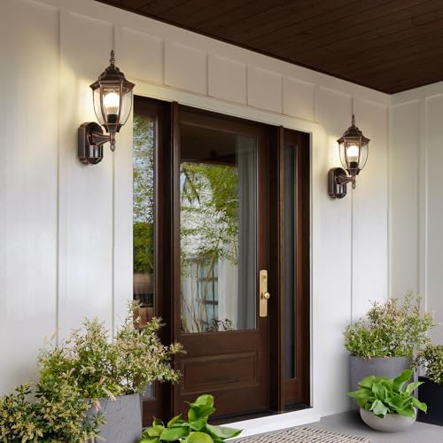 Motion Sensor Outdoor Wall Lights Porch Lamp (Antique Black and Bronze Trim / 1 Pack)