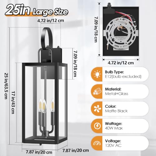 25inch Large Outdoor Wall Light with Closed Bottom (25in-dusk to dawn)