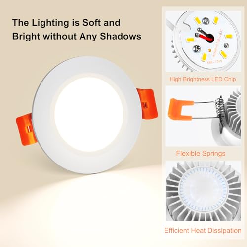 2 Inch LED Recessed Lighting (4000k (Natural White) / 16 Pack (White))