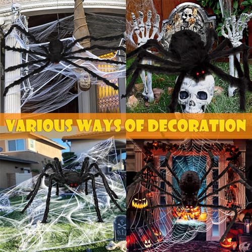 Halloween Giant Spider Web Lights Decorations Outdoor (Dark Purple Orange)