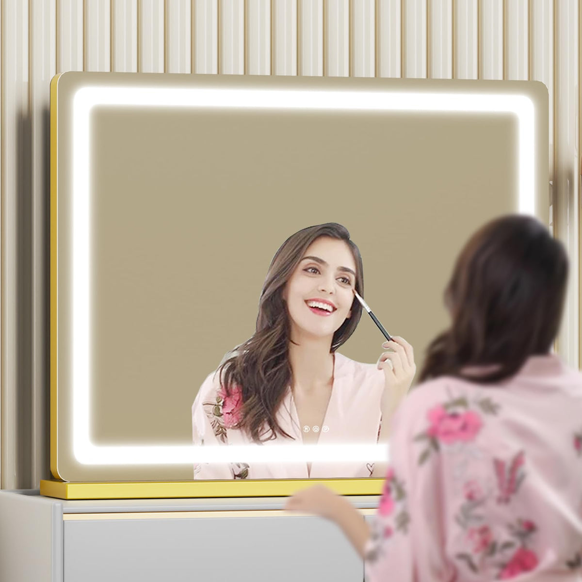 Makeup Vanity Mirror with Lights 20" L x 26" W Large LED Makeup Mirror (Round Gold Led / 20"L x 26"W)