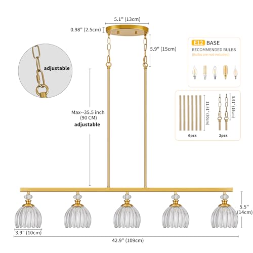 Gold Island Light for Kitchen (5-Light / Gold)