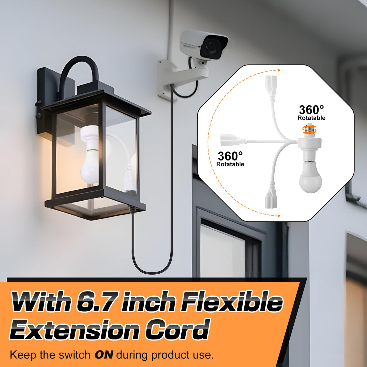 3 in 1 E26 Light Socket Outlet Adapter (White)