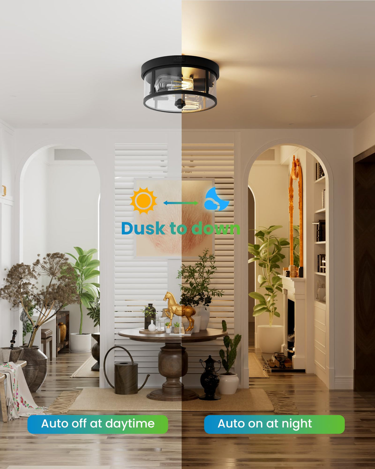Outdoor Ceiling Light with Motion Sensor 9.3in (9.3 Inch / 1Pack)