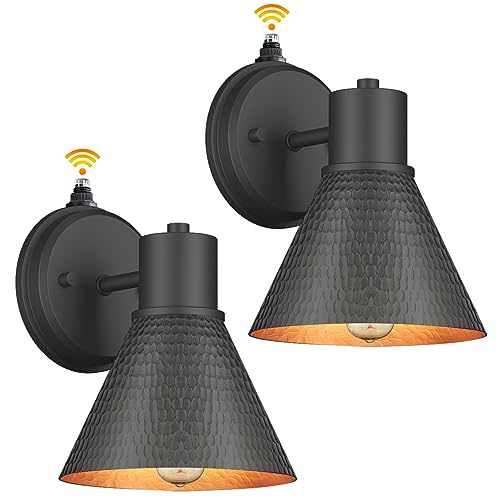 2 Pack Dusk to Dawn Outdoor Wall Sconces (Matte Black)