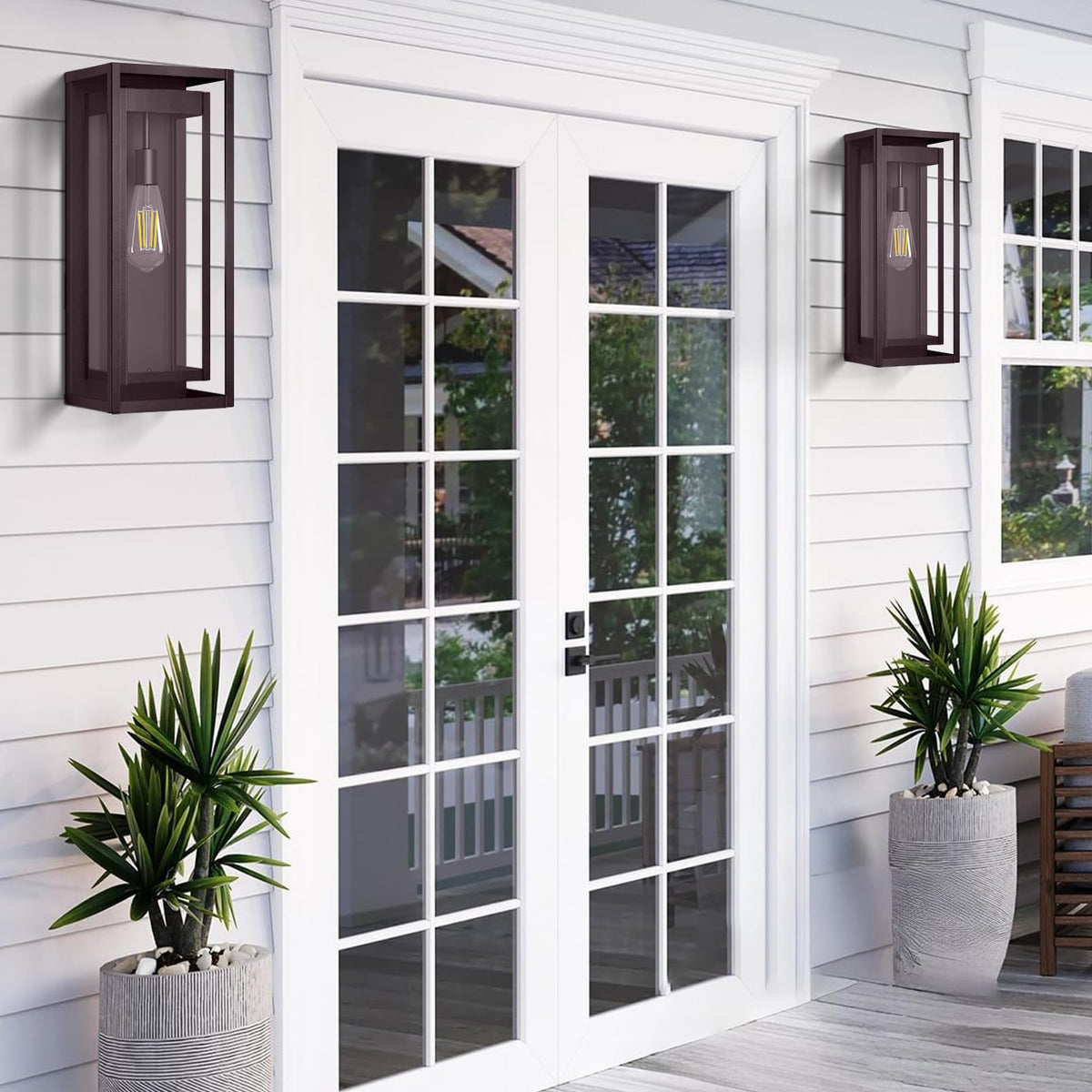 19 Inch Bronze Outdoor Wall Light Fixtures (Bronze / 19" (2-Pack))