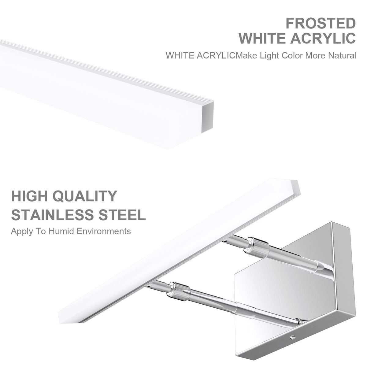15.7 inch LED Vanity Lights Adjustable Bathroom Wall Light Bathroom Lighting Fixture Over Mirror Chrome Modern Vanity Lighting 5500K (Chrome / 15.7 in)