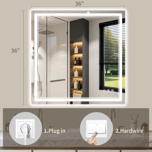 36"x36" LED Bathroom Mirror with Lights (36"L x 36"W)