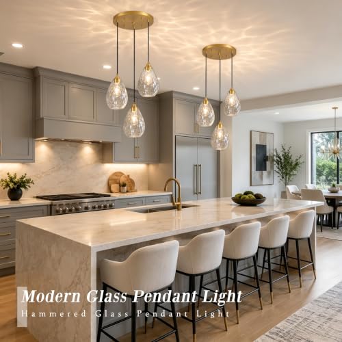 Gold Glass Pendant Lights Kitchen Island 3 (Gold, 3-Light / 6.3 Inch, 3-Light)