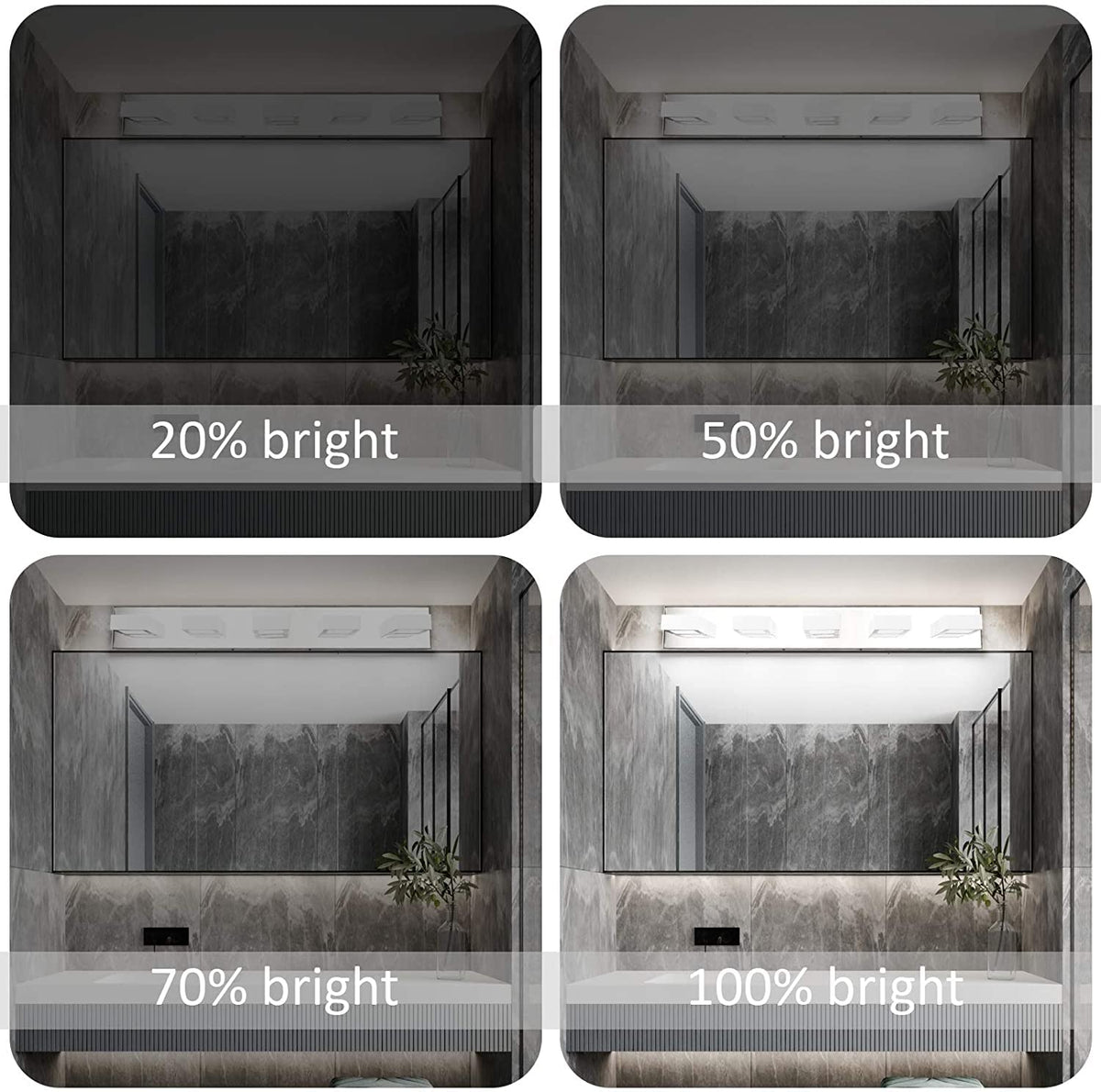 Dimmable Chrome Bathroom Light Fixtures 5 Lights Modern LED Vanity Light Fixtures Acrylic Stainless Steel Chrome Bathroom Vanity Wall Lighting Over Mirror (Chrome-Dimmable / 34 inch)