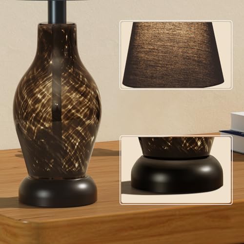 Small Bedside Table Lamp Set of 2 (Black)