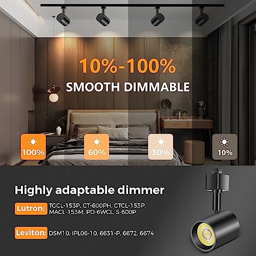 12 Pack 5 Color LED Track Lighting Heads H Type Track Light Heads Dimmable (Black / 12 Pack)
