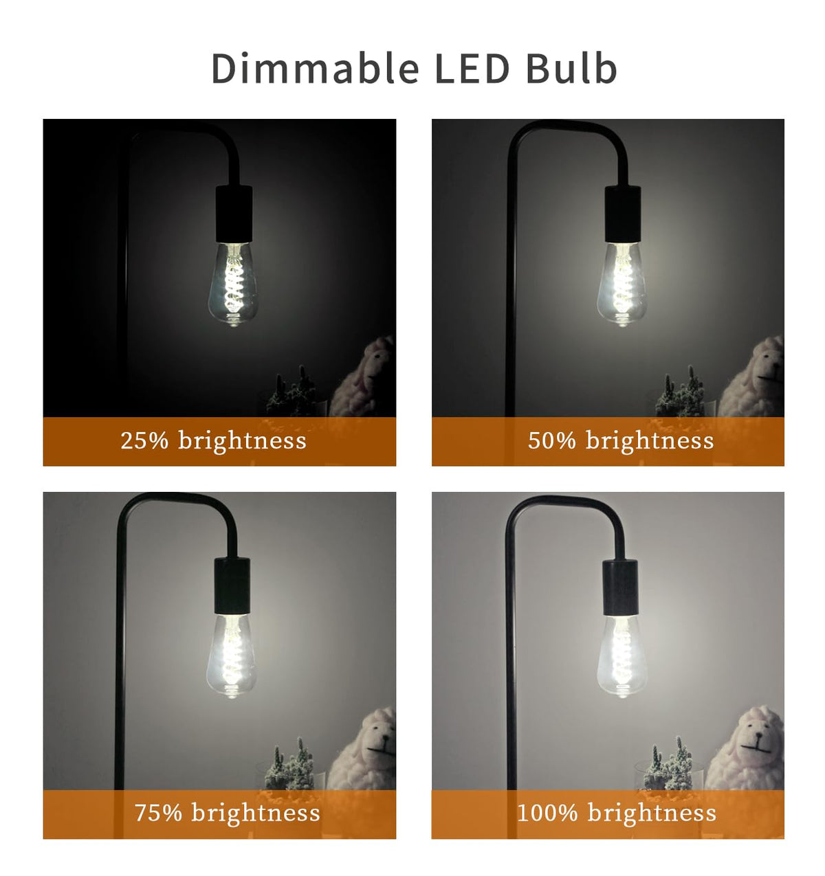 4 PCS ST58 Dimmable Spiral Vintage E26 LED Bulb 60 Watt LED Edison Bulbs (5000k 4pack)