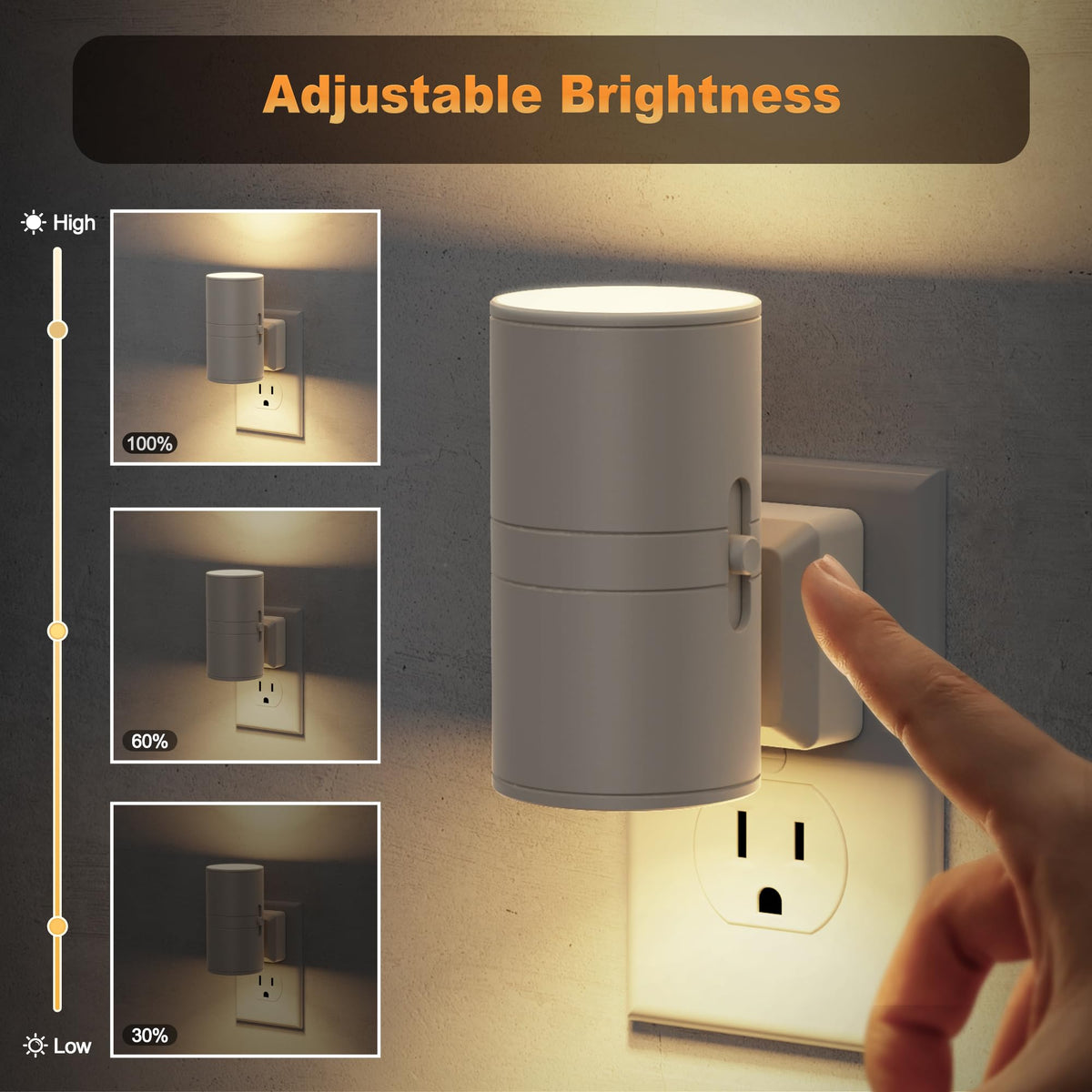 Night Lights Plug into Wall (Gray)