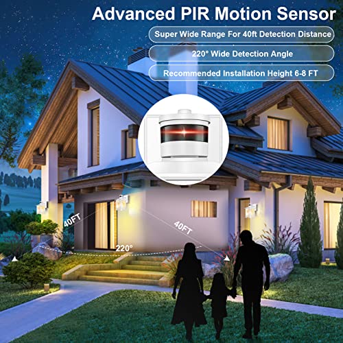 Motion Sensor Outdoor Wall Lights White Dusk to Dawn Light Fixture for House Porch Patio (White)